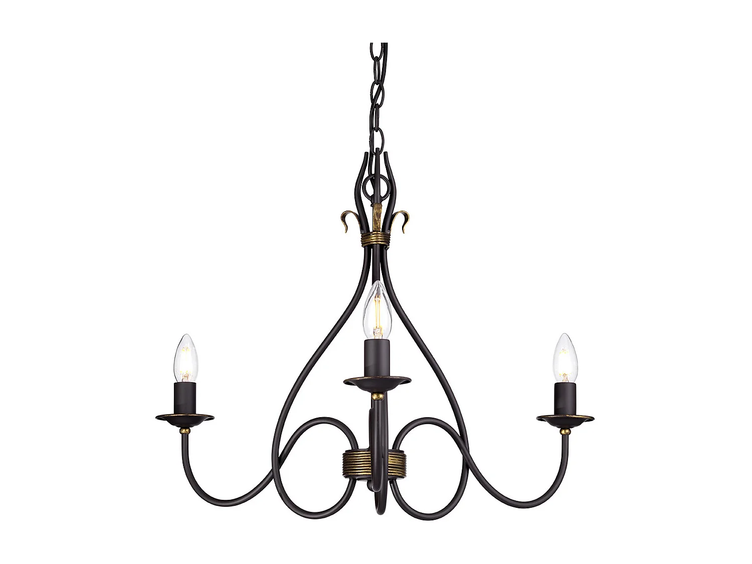 Elstead Windermere Ljuskrona med flera armar 3 ljus rost, guldfinish - skärmar ingår inte, E14