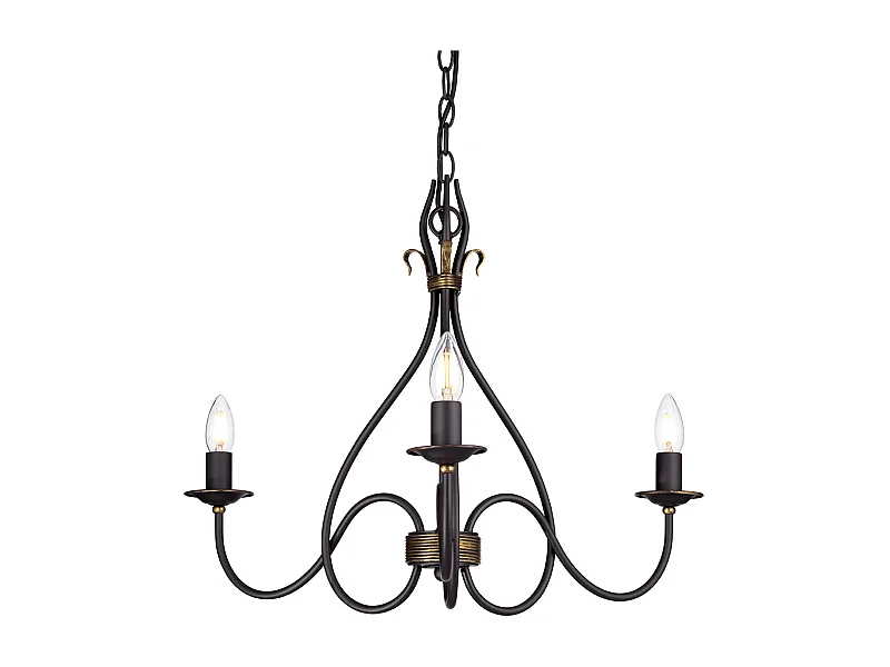 Elstead Windermere Ljuskrona med flera armar 3 ljus rost, guldfinish - skärmar ingår inte, E14