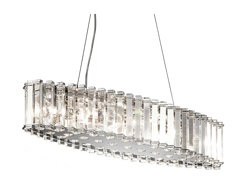 Elstead Crystal Skye 8 Light Pendant Bar Island Chandelier Light Chrome, Crystal, G9
