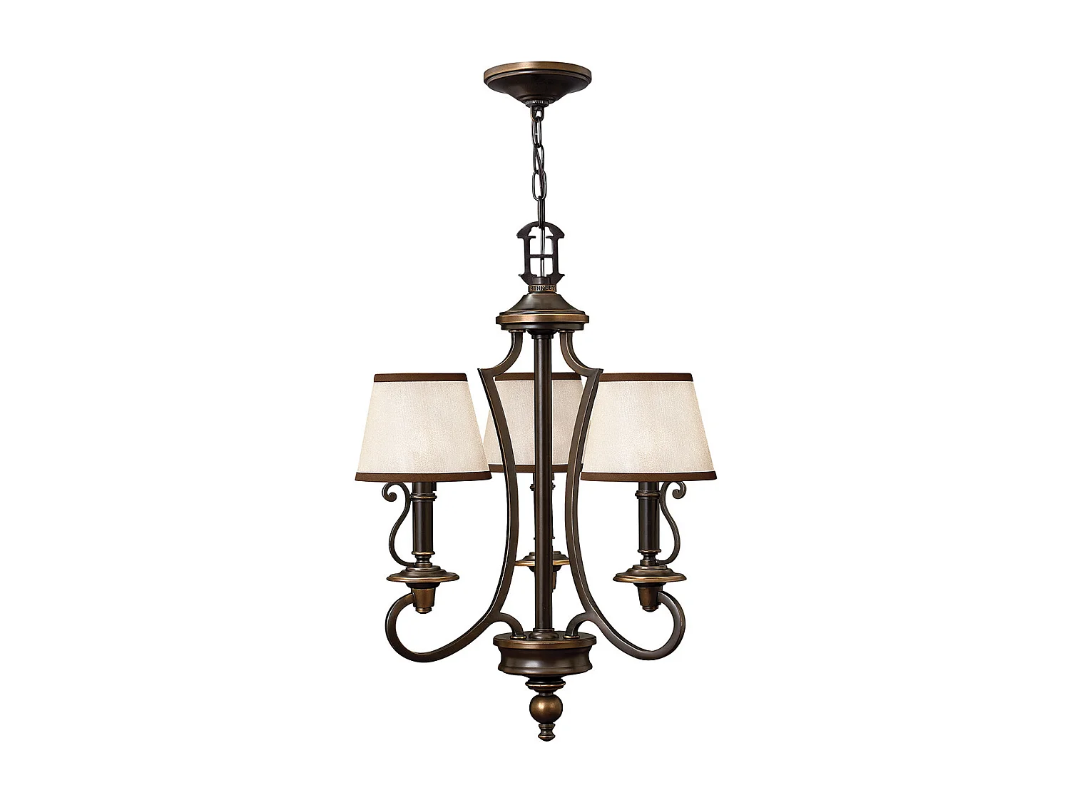 Elstead Plymouth Multi Arm Chandelier 3 Light Olde Bronze Finish, E14