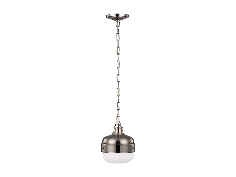 Elstead Cadence 1 Light Dome Tak Mini Pendel polerad nickel, borstat stål, E27