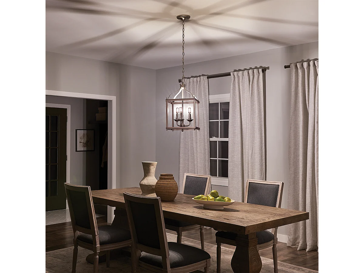 Elstead Larkin - Sospensione a soffitto a 3 luci medie nichel spazzolato, E14