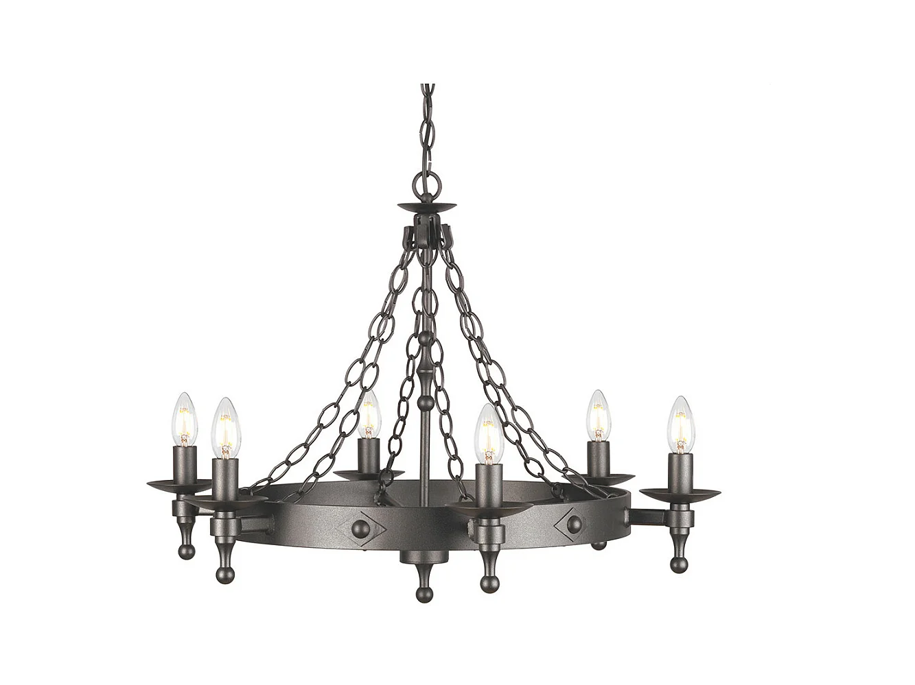 Elstead Warwick Lustre à 6 ampoules au fini noir graphite, E14