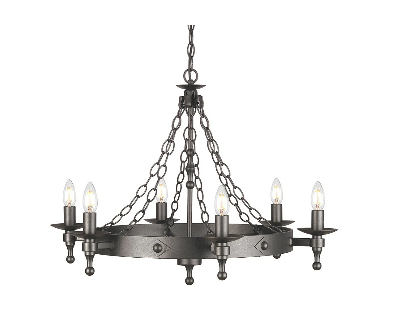 Elstead Warwick - Lampadario a 6 luci finitura nero grafite, attacco E14