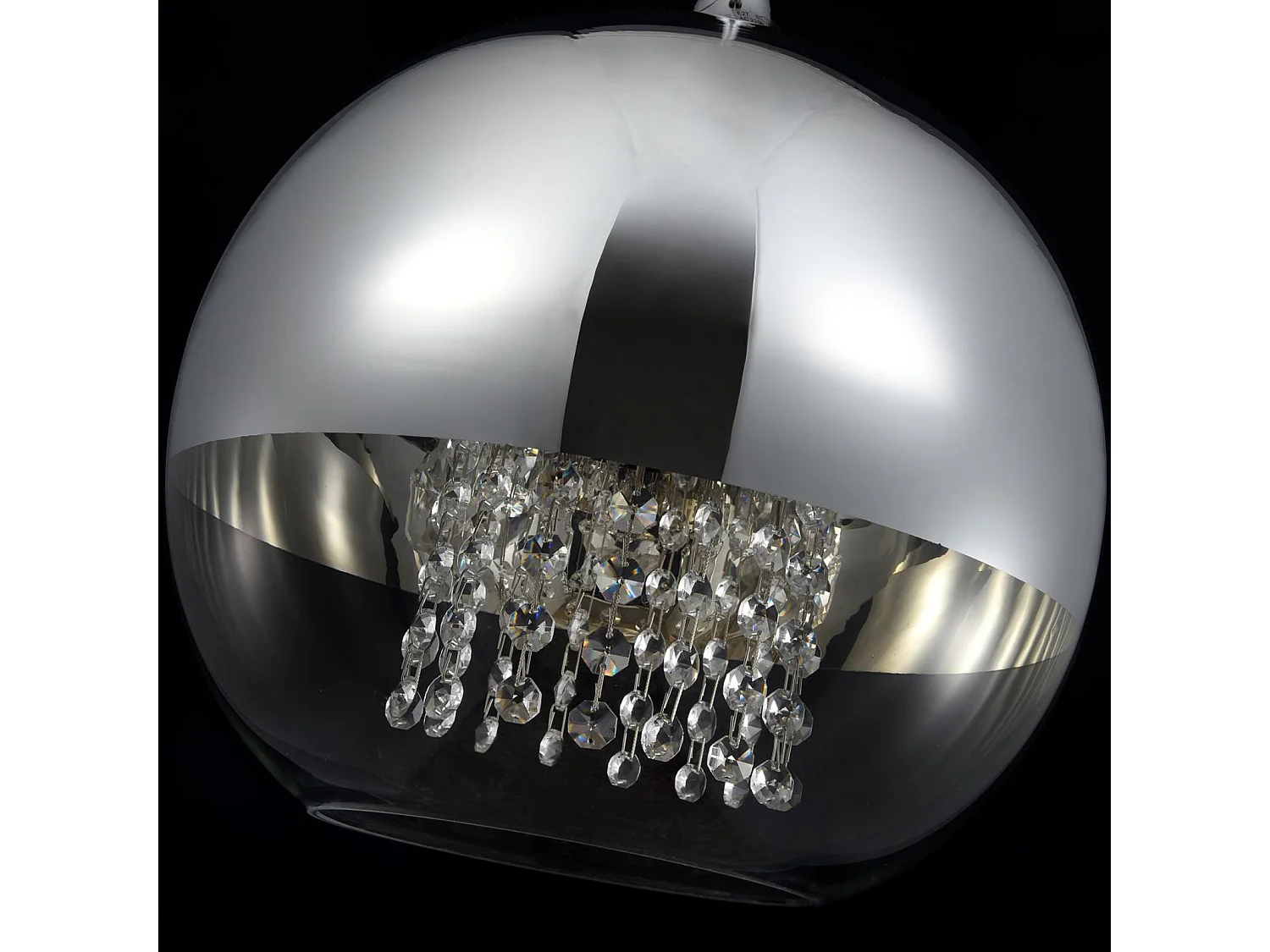 Fermi Dome Deckenpendelleuchte Nickel & Kristall, 1 Licht, E27