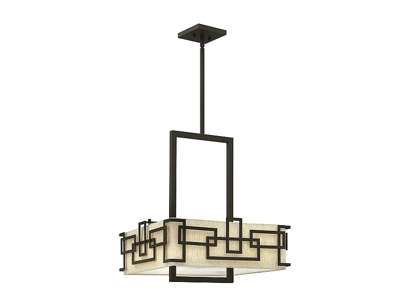 Pendelleuchte gemusterter Schirm 3x E27 Oil Rubbed Bronze Lampadario a sospensione con paralume 3x E27 bronzo lucidato a olio