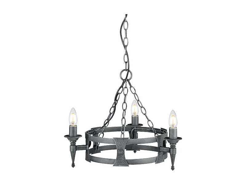 Elstead Saxon Ljuskrona 3 ljussvart, silverfinish, E14