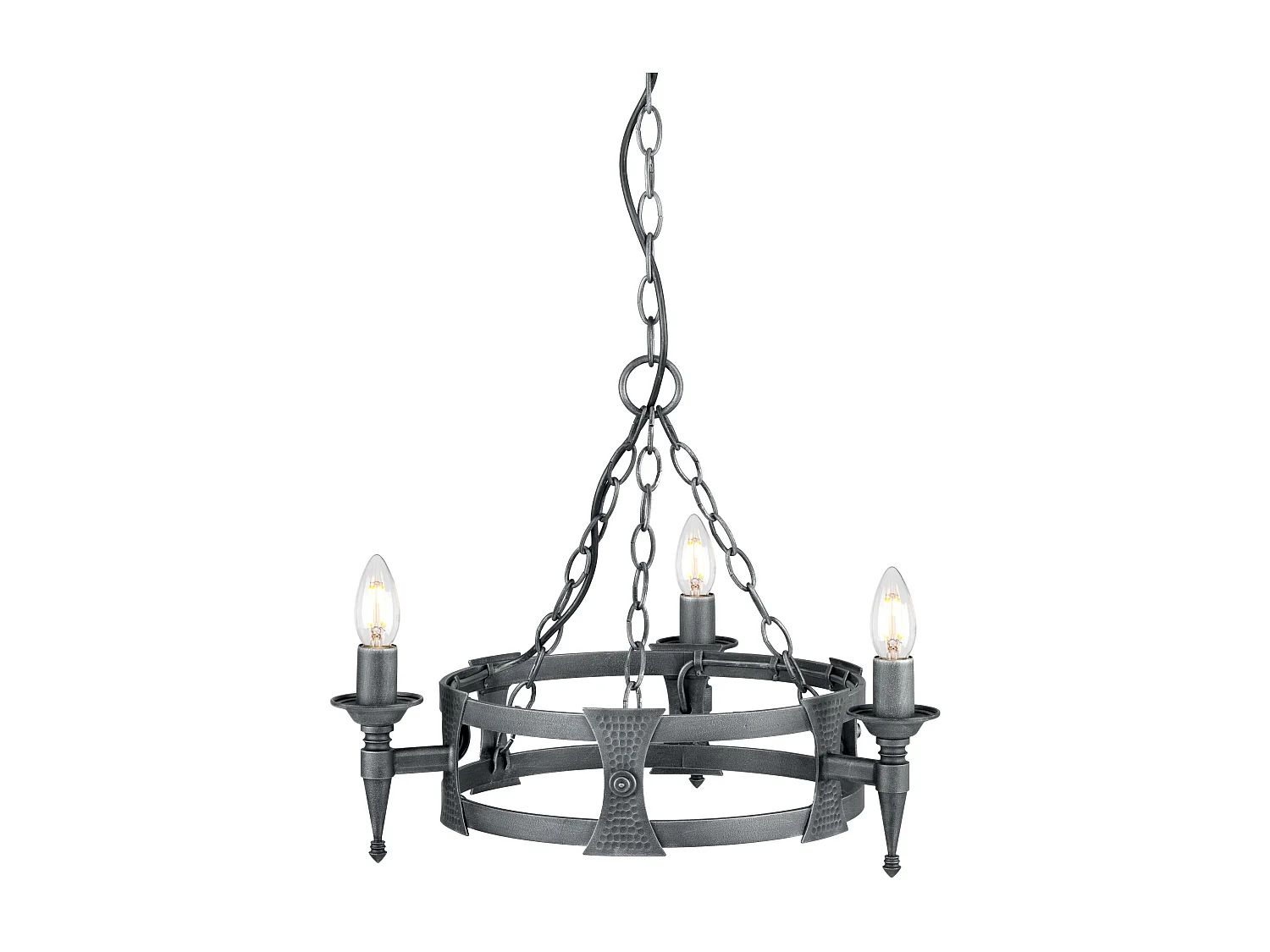 Elstead Saxon Ljuskrona 3 ljussvart, silverfinish, E14