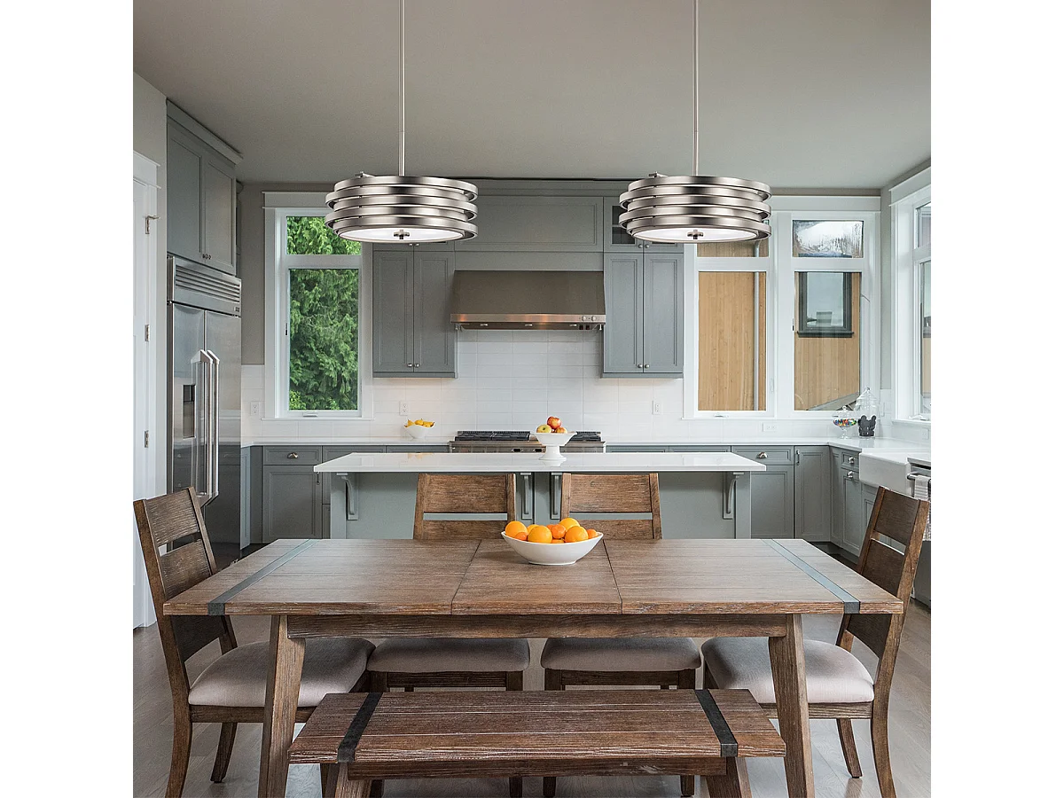 Elstead Roswell - Sospensione rotonda a 3 luci da soffitto nichel spazzolato, attacco E27