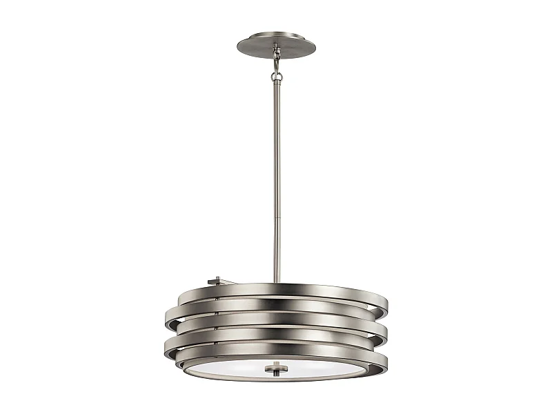 Elstead Roswell - Sospensione rotonda a 3 luci da soffitto nichel spazzolato, attacco E27