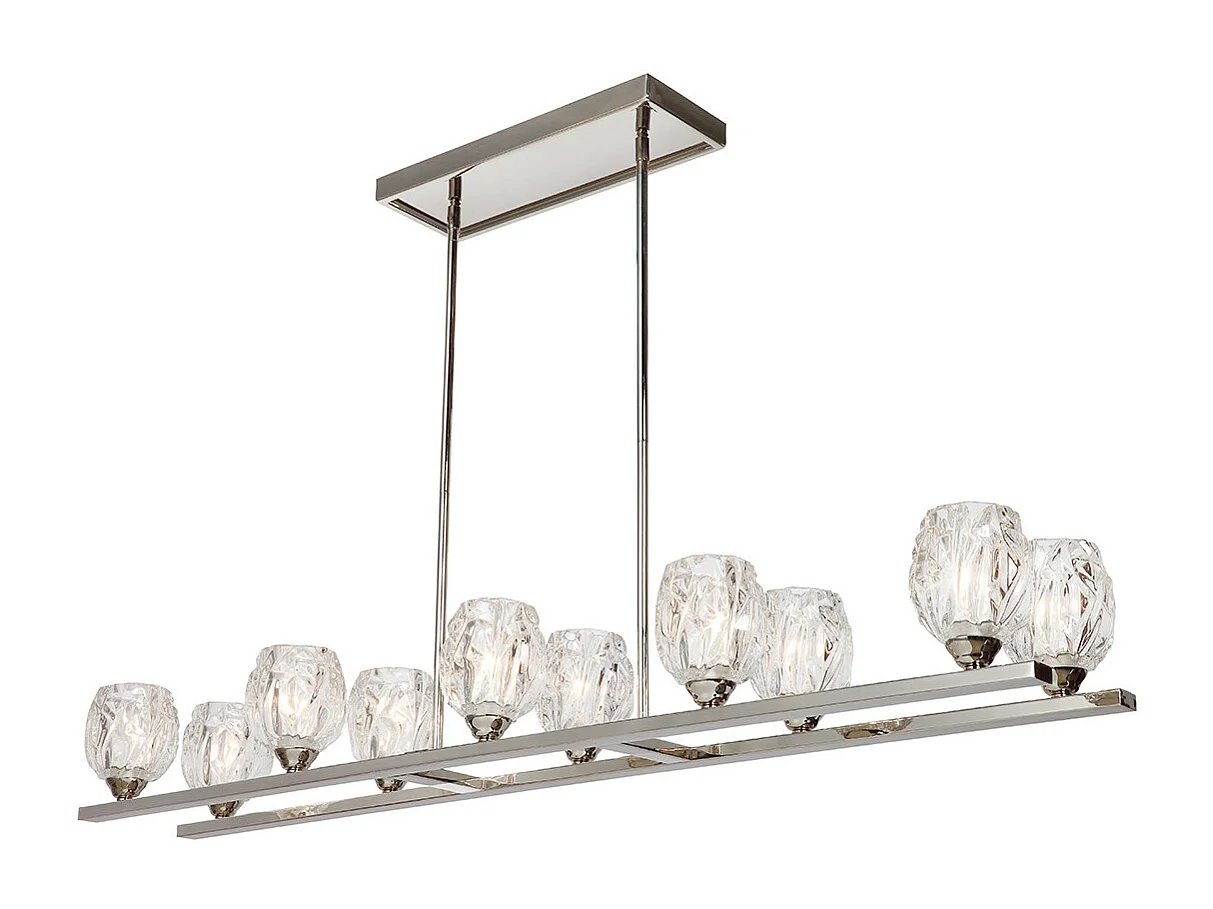 Elstead Rubin - Lampadario a 10 luci a soffitto a isola Lampadario a sospensione a barra Nichel lucido, G9