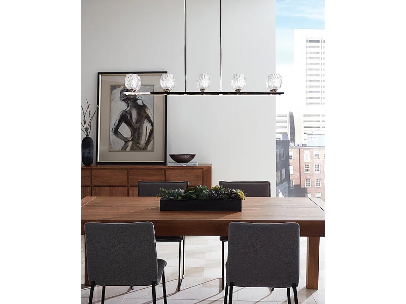 Elstead Rubin - Lampadario a 10 luci a soffitto a isola Lampadario a sospensione a barra Nichel lucido, G9