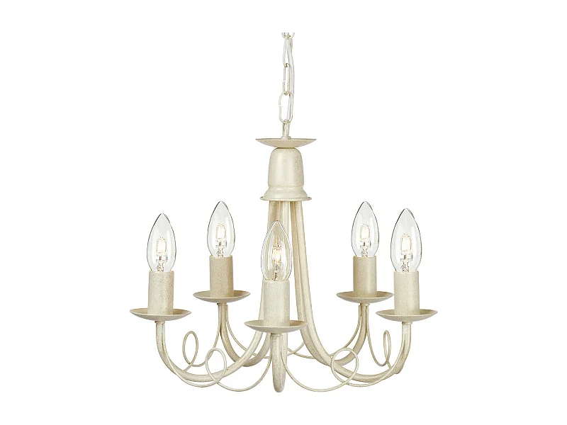 Elstead Minster - Lampadario a 5 luci avorio, finitura oro, attacco E14