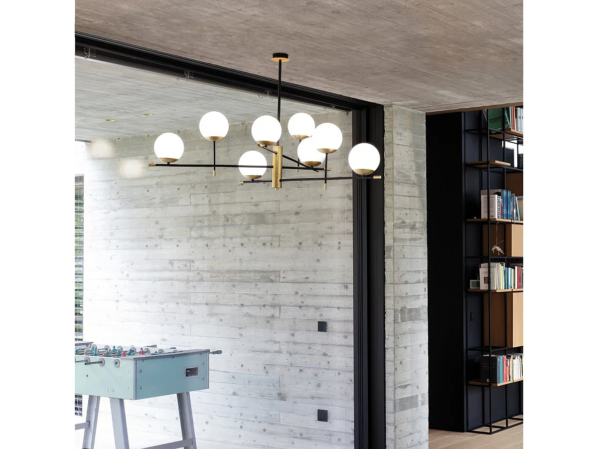 Ideal Lux GOURMET Plafón 9 luces Globe Multi Arm semiempotrado negro