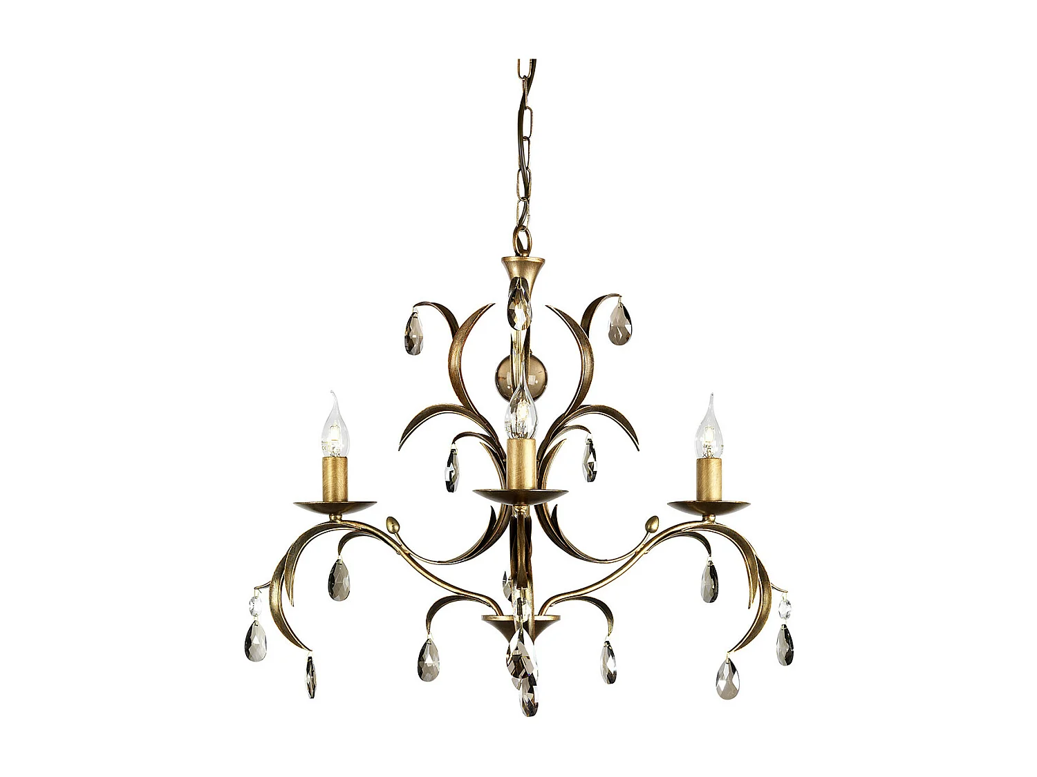 Elstead Lily Ljuskrona 3 ljus metallisk brons blommiga blad Design