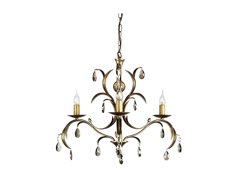 Elstead Lily Ljuskrona 3 ljus metallisk brons blommiga blad Design