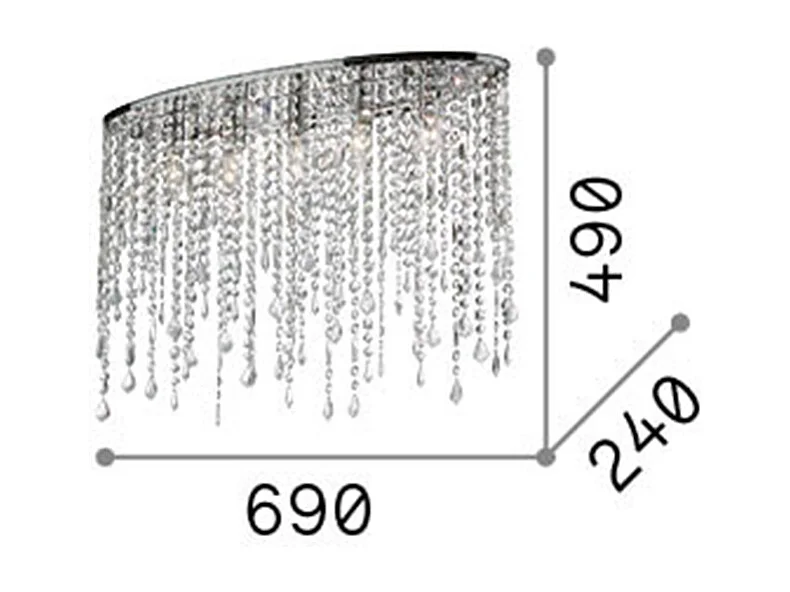 Ideal Lux Rain Clear - Lámpara empotrada de techo grande de 5 luces, cromada, E14