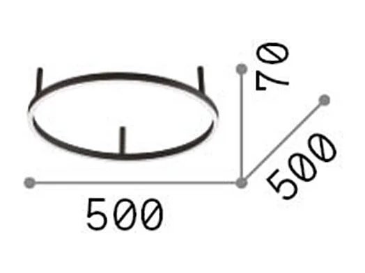 Ideal Lux ORACLE Ringintegriertes LED Halbbündiges Licht Schwarz 50cm 3000K