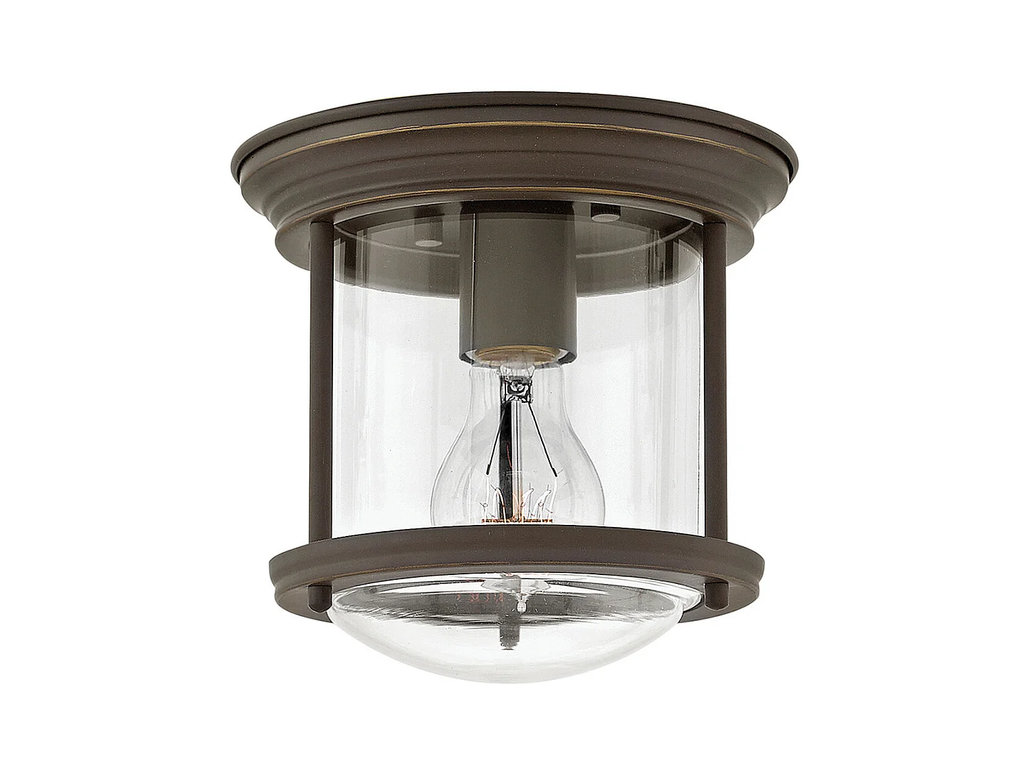 Hadrian Hinkley 1 licht Flush Mount Oil Rubbed Bronze mit Glas IP44