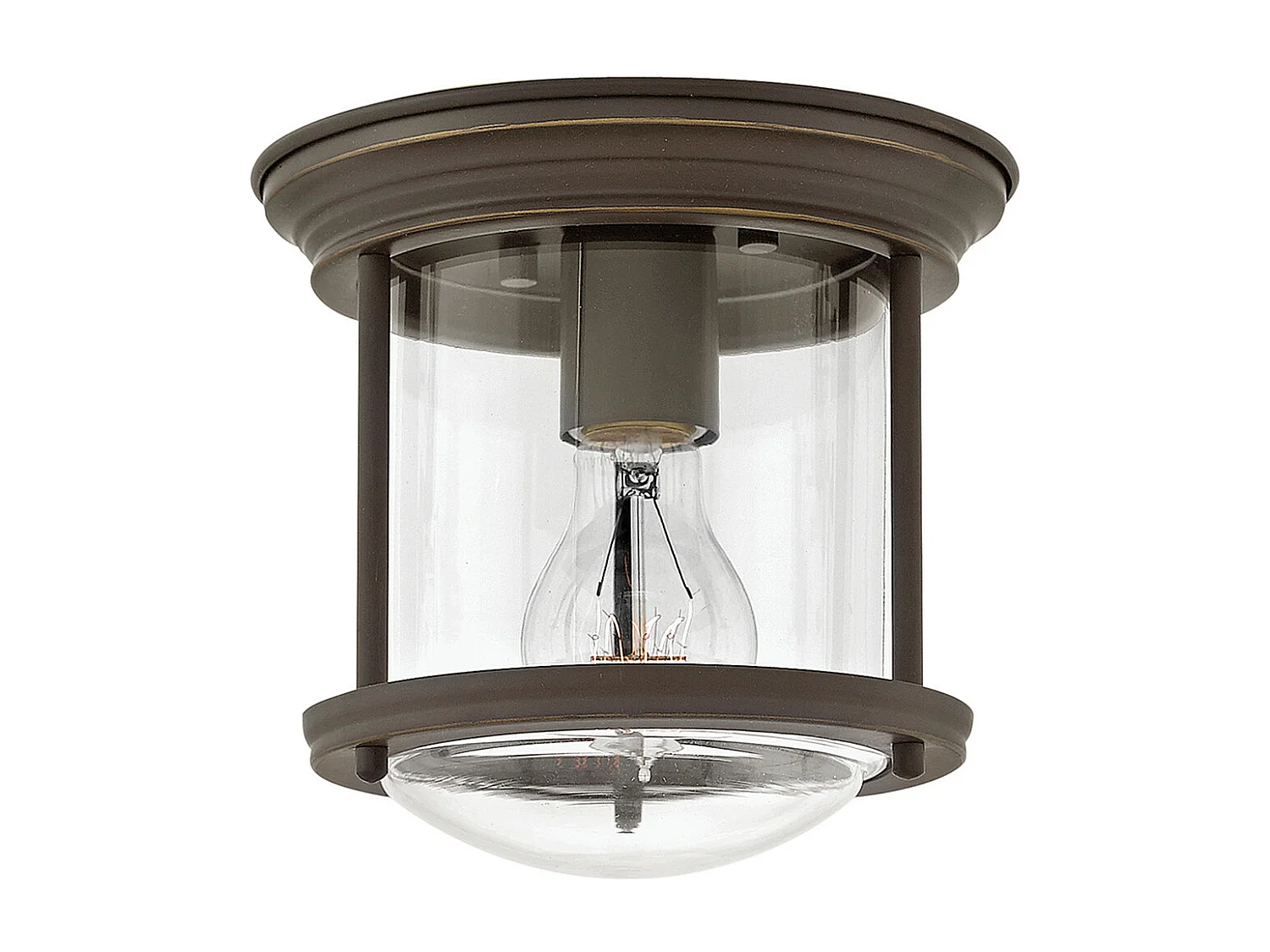 Hadrian Hinkley 1 licht Flush Mount Oil Rubbed Bronze mit Glas IP44