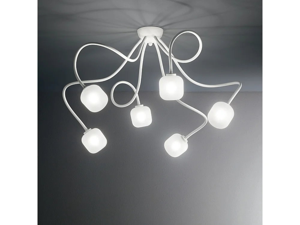 Ideal Lux Octopus - 6 licht Multi Arm Deckenleuchte Weiß