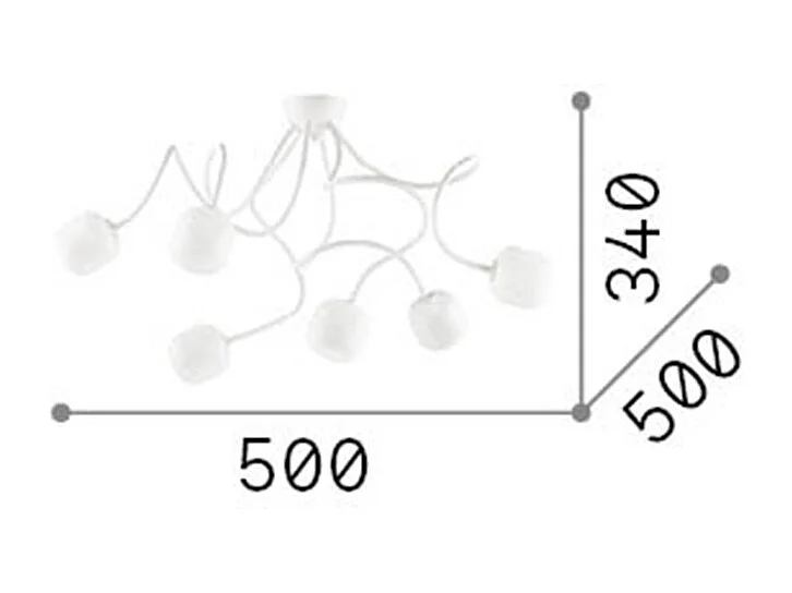 Ideal Lux Octopus - 6 licht Multi Arm Deckenleuchte Weiß