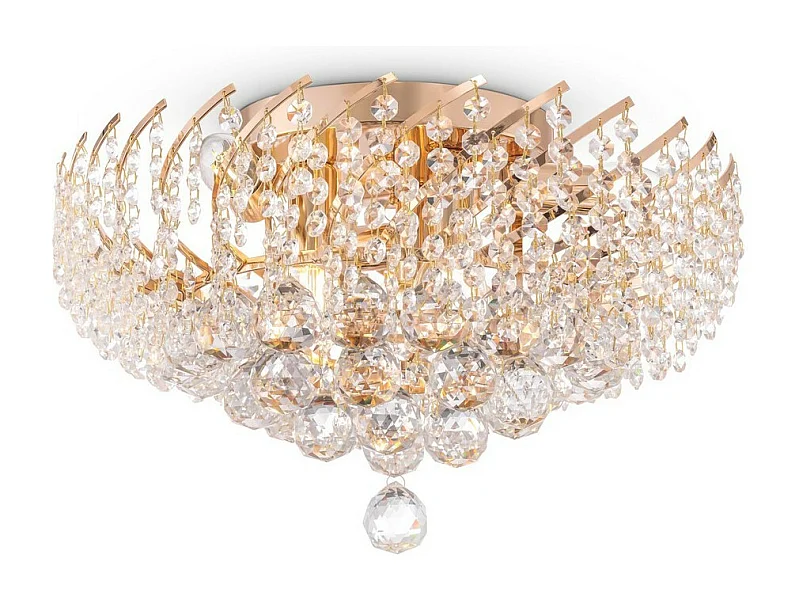 Karolina Halbbündige Deckenlampe Gold & Kristall, 6 Licht, E14