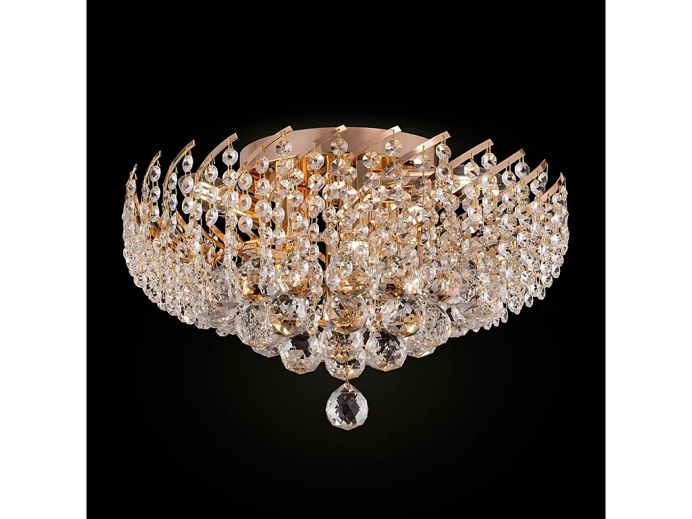 Karolina Lampada da soffitto semi-incasso oro e cristallo, 6 luci, E14