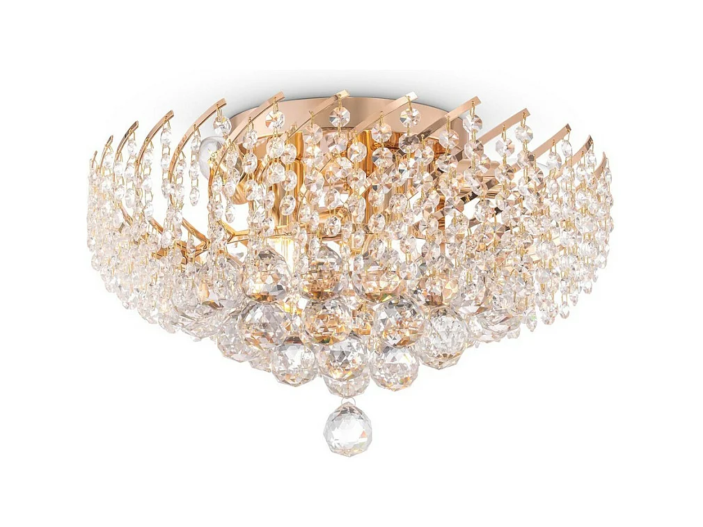 Karolina Plafonnier semi-encastré or et cristal, 6 lumières, E14