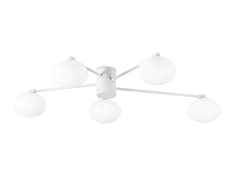 Ideal Lux HERMES Lámpara de techo con forma de globo, 5 luces, 90 cm, color blanco