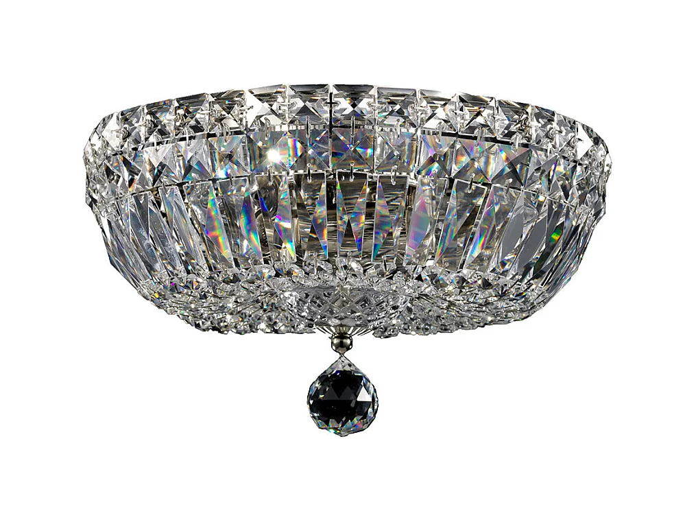 Basfor Plafonnier semi-encastré nickel antique et cristal, 3 lumières, E14