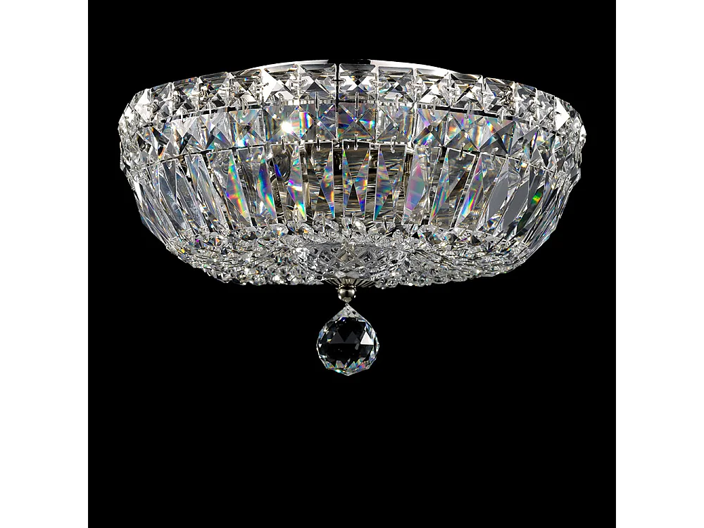 Basfor Plafón Semi Empotrado Níquel Antiguo & Cristal, 3 Luces, E14