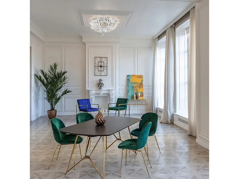 Basfor Plafón Semi Empotrado Níquel Antiguo & Cristal, 3 Luces, E14