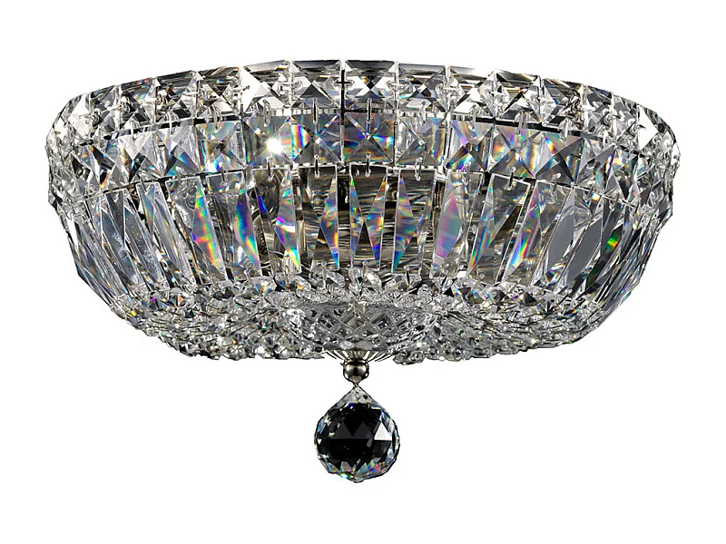 Basfor Plafón Semi Empotrado Níquel Antiguo & Cristal, 3 Luces, E14