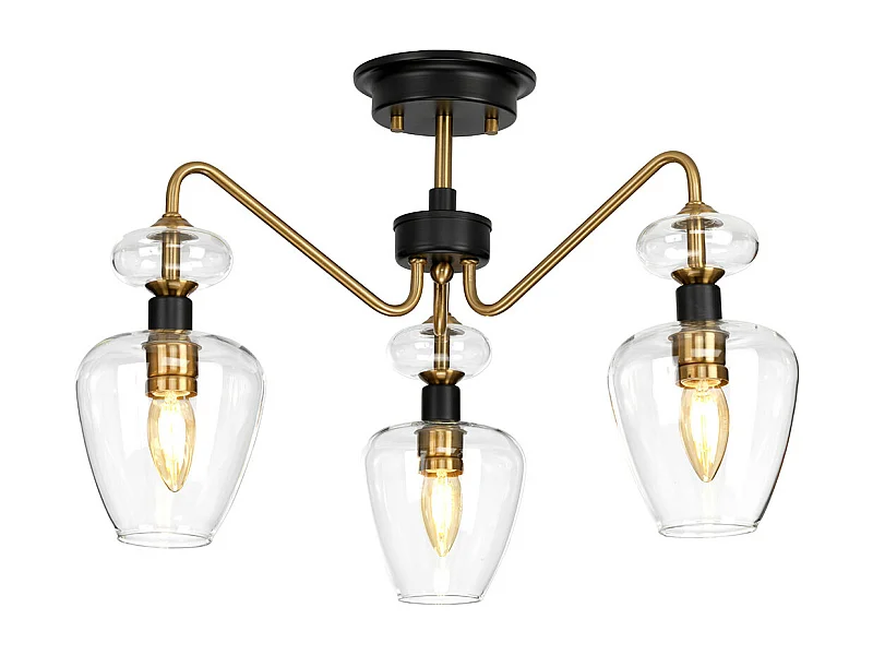 Armand 3 Light Semi Flush, Åldrad mässing, Glasskärm