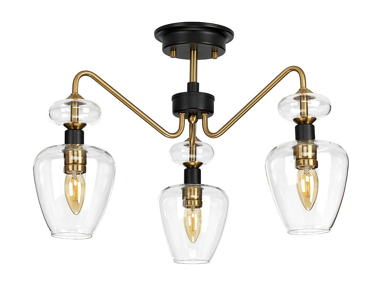 Armand 3 Light Semi Flush, Åldrad mässing, Glasskärm