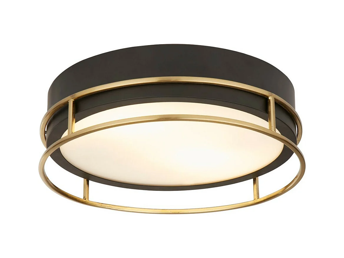 Searchlicht Pheonix Phoenix 2 licht Flush Schwarz, Messing, Milchglas