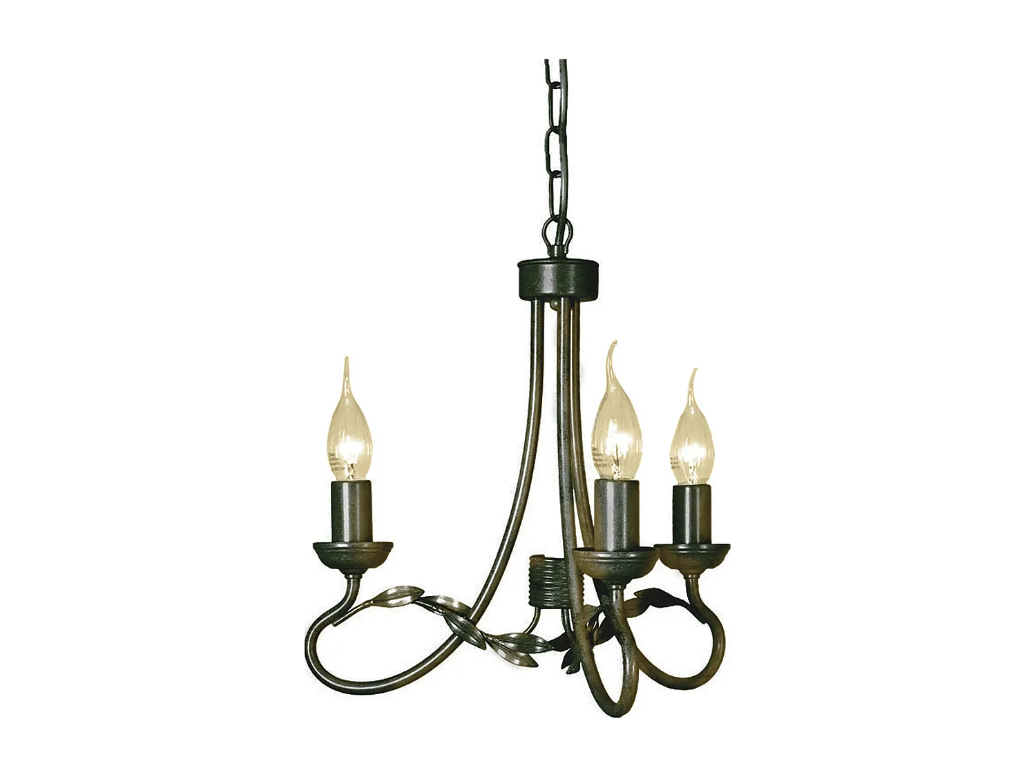 Elstead Olivia - Kronleuchter 3 Hellschwarz, Goldfinish, E14