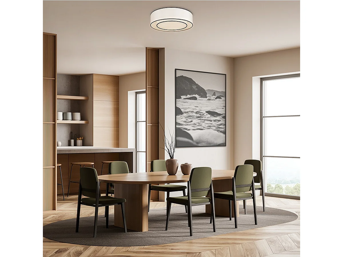 Maytoni Bergamo Lámpara de techo cilíndrica moderna de 3 luces blanca, pantalla blanca y negra, E27