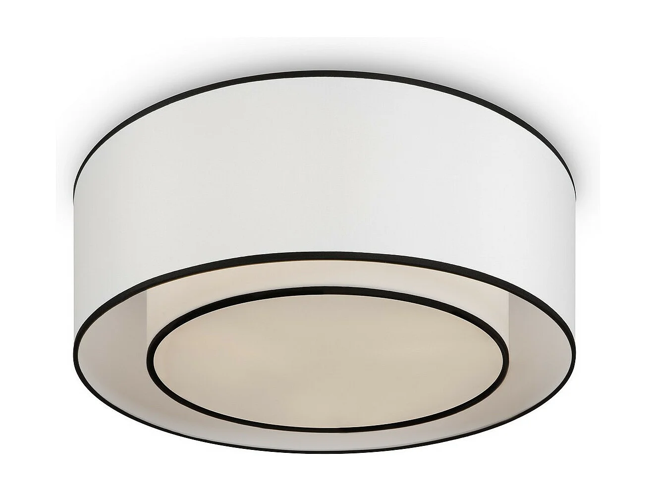 Maytoni Bergamo Lámpara de techo cilíndrica moderna de 3 luces blanca, pantalla blanca y negra, E27