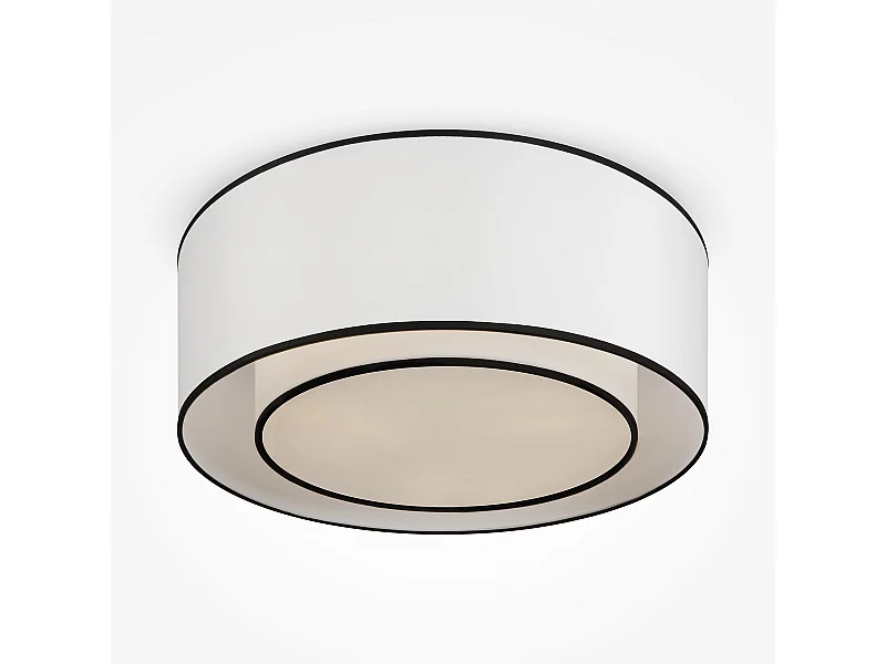 Maytoni Bergamo Lámpara de techo cilíndrica moderna de 3 luces blanca, pantalla blanca y negra, E27
