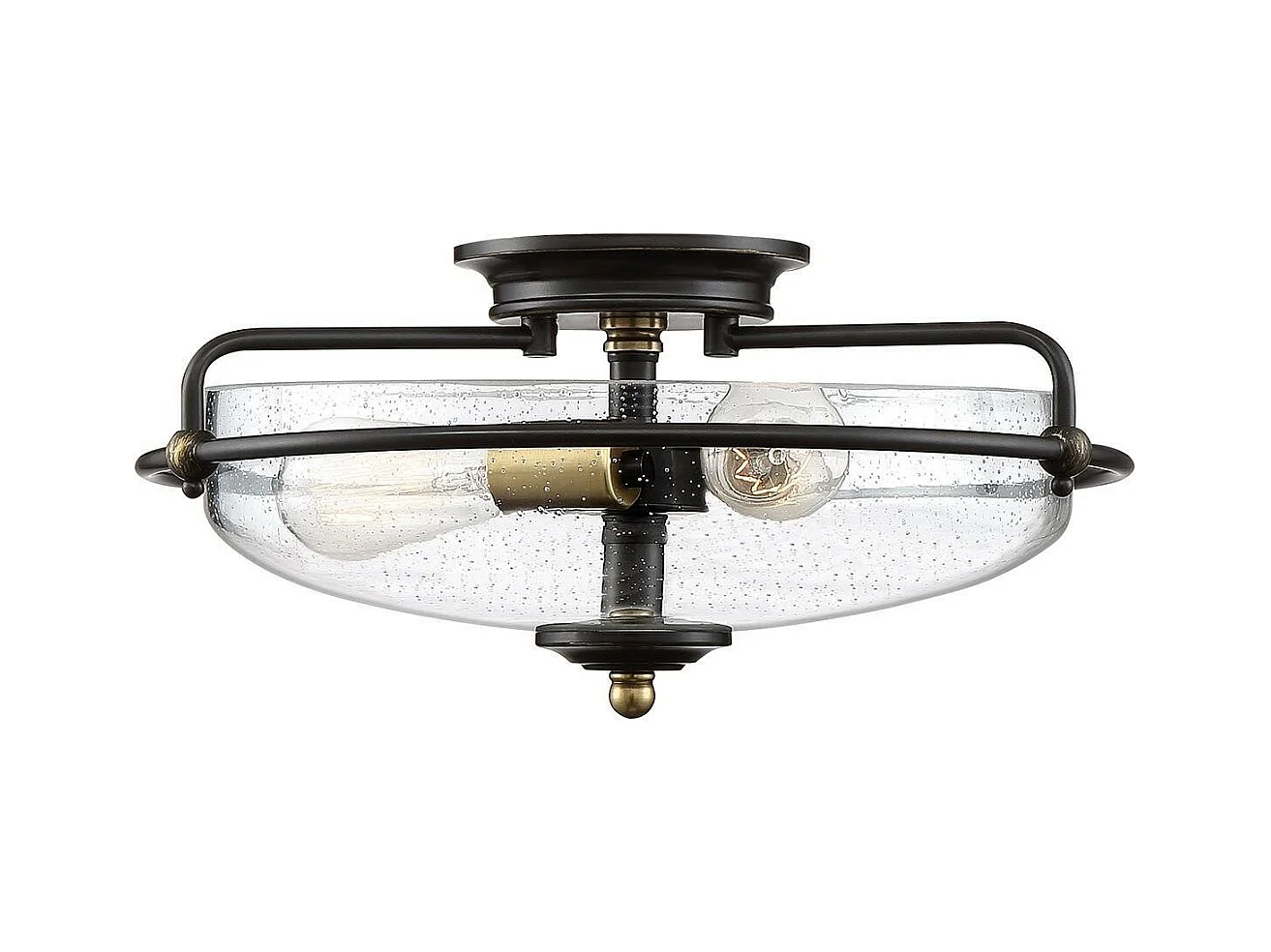 Elstead Quoizel Griffin Bowl Semi Flush Deckenleuchte Palladio-Bronze mit Akzenten aus verwittertem Messing