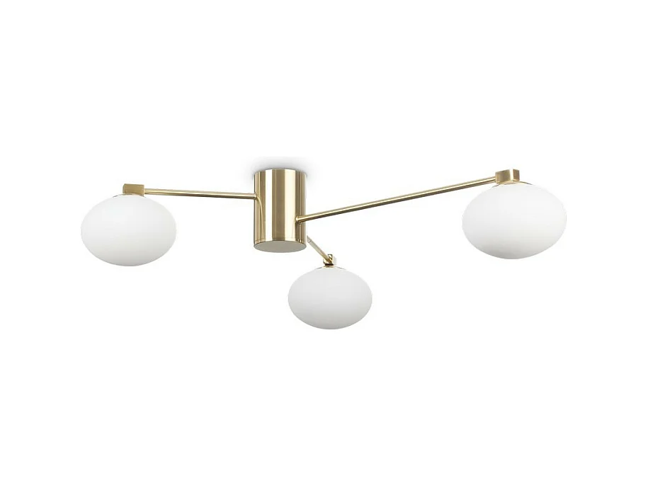 Ideal Lux HERMES Plafonnier semi-affleurant à 3 bras globes multiples laiton