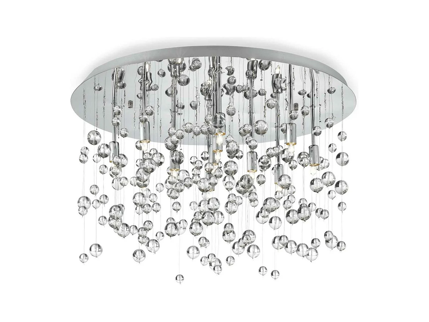 Ideal Lux Neve Luminaire suspendu moyen à 8 ampoules en verre soufflé, chrome, G9