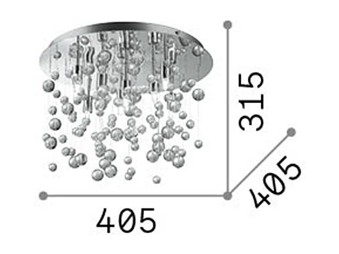 Ideal Lux Neve - Lámpara colgante de techo con 8 burbujas de vidrio soplado medio claro, cromo, G9