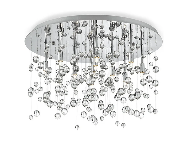 Ideal Lux Neve Luminaire suspendu moyen à 8 ampoules en verre soufflé, chrome, G9