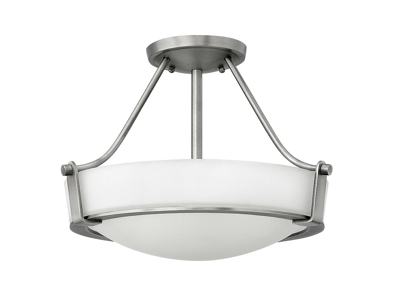 Elstead Hathaway Plafonnier semi-affleurant à 3 ampoules, nickel, E27