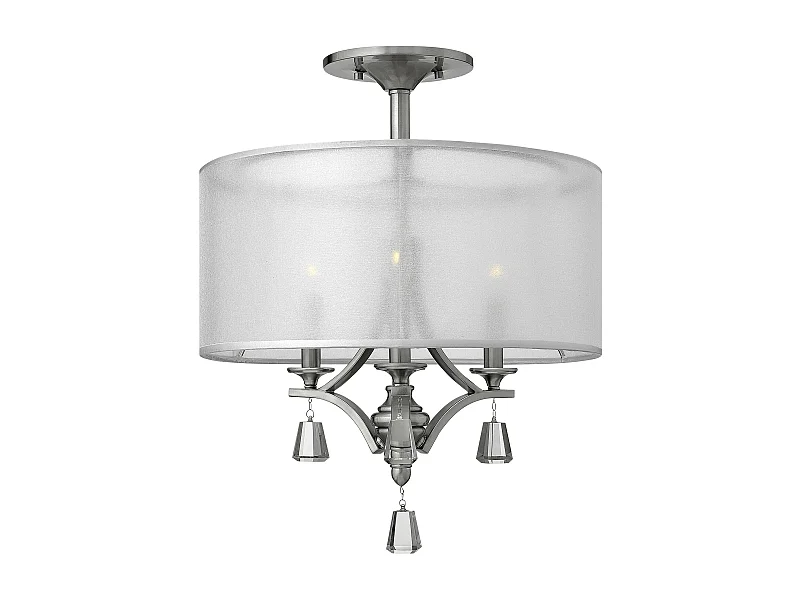 Elstead Mime - 3 licht Semi Flush Deckenleuchte Nickel gebürstet, E14