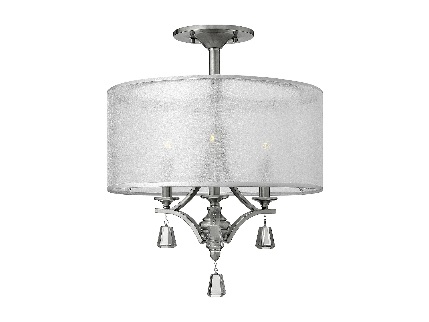 Elstead Mime - 3 licht Semi Flush Deckenleuchte Nickel gebürstet, E14