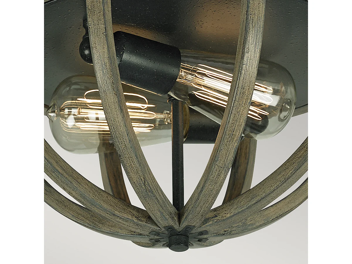 Elstead Allier 2 ljus takspolning ljus mörkt trä, antikt järn, E27